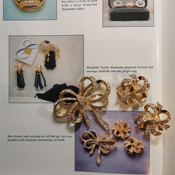 Vintage KJL for Avon Rhinestone Gold tone Bow Brooch Pin - Picture 6 of 8